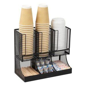 Countertop Organizer Metal Mesh Office Cup Condiment Holder Breakroom Storage